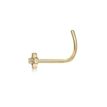 14K Yellow Gold 3.9 MM Cubic Zirconia Cross Curved Nose Ring, 20 Gauge