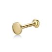 14K Yellow Gold 4 MM Internal Threaded Disc Micro Labret Lip Stud
