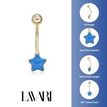 10K Yellow Gold Blue Enamel Star Belly Ring with Cubic Zirconia