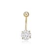 10K Yellow Gold 8 MM Circle Cubic Zirconia Belly Ring