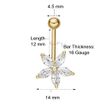 10K Yellow Gold Cubic Zirconia Flower Belly Ring