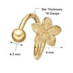 10K Yellow Gold 9 MM Lotus Flower Twist Belly Ring