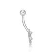 10K White Gold 8 MM Cubic Zirconia Flower Belly Ring