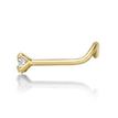 14K Yellow Gold Curved Screw Diamond Nose Ring, 0.07 Carat, 20 Gauge
