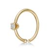 14K Yellow Gold Diamond Hoop Nose Ring, 0.02 Carat, 22 Gauge