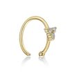 14K Yellow Gold 10 MM 3 Stone Hoop Nose Ring with Cubic Zirconia, 20 Gauge