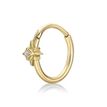14K Yellow Gold 2 MM Cubic Zirconia 10 MM Star Hoop Earring with Multi-Purpose Clicker