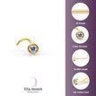 14K Yellow Gold Curved Bezel Set Cubic Zirconia Nose Stud, 20 Gauge