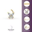 14K Yellow Gold Butterfly Curved Cubic Zirconia Nose Stud, 20 Gauge