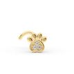 14K Yellow Gold Paw Curved Cubic Zirconia Nose Stud, 20 Gauge