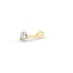 14K Yellow Gold Curved Heart Shaped Cubic Zirconia Nose Stud, 20 Gauge