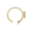 14K Yellow Gold 0.025 Carat Lab Grown Diamond Three Stone Nose Ring Hoop, 20 Gauge