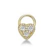 10K Yellow Gold 2 MM Cubic Zirconia Heart Stud Nose Ring, 20 Gauge