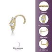 14K Yellow Gold 0.03 Carat Lab Grown Diamond Three Stone Curved Nose Ring, 20 Gauge