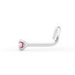 14K White Gold Curved Pink Crystal Nose Ring, 20 Gauge