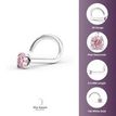 14K White Gold Curved Pink Crystal Nose Ring, 20 Gauge