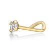 14K Yellow Gold Curved Screw Diamond Nose Ring, 0.07 Carat, 20 Gauge