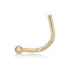 14K Yellow Gold 1.2 MM Ball Curved Nose Stud, 20 Gauge