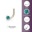 14K Yellow Gold Curved Stud 2 MM Blue Cubic Zirconia Nose Ring, 20 Gauge
