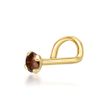 14K Yellow Gold Curved Screw Brown Diamond Nose Ring, 0.05 Carat, 20 Gauge