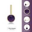 14K Yellow Gold 3 MM Purple Swarovski L-Shape Stud Nose Ring, 20 Gauge