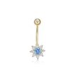 10K Yellow Gold Blue and White Star Cubic Zirconia Belly Ring
