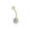 10K Yellow Gold Blue and White Star Cubic Zirconia Belly Ring
