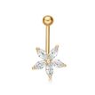 10K Yellow Gold Cubic Zirconia Flower Belly Ring