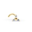 14K Yellow Gold Curved Cubic Zirconia Nose Stud, 20 Gauge