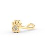 14K Yellow Gold Paw Curved Cubic Zirconia Nose Stud, 20 Gauge