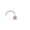14K White Gold Curved Pink Crystal Nose Ring, 20 Gauge