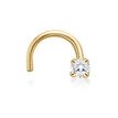 14K Yellow Gold Screw Diamond Nose Ring, 0.01 Carat, 18 Gauge