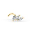 14K Yellow Gold Curved Cubic Zirconia Nose Stud, 20 Gauge