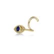 10K Yellow Gold Evil Eye Stud Nose Ring, 20 Gauge