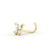 14K Yellow Gold Butterfly Curved Cubic Zirconia Nose Stud, 20 Gauge