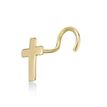 10K Yellow Gold Cross Stud Nose Ring, 20 Gauge