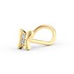 14K Yellow Gold Curved Cubic Zirconia Nose Ring, 20 Gauge