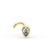 14K Yellow Gold Pear Shape Cubic Zirconium Curved Nose Ring, 20 Gauge
