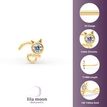 14K Yellow Gold Cat Curved Cubic Zirconia Nose Stud, 20 Gauge