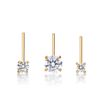 14K Yellow Gold L-Shaped 1.5 MM 2 MM 3 MM Cubic Zirconia Nose Ring Set, 22 Gauge
