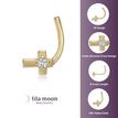 14K Yellow Gold 3.9 MM Cubic Zirconia Cross Curved Nose Ring, 20 Gauge