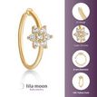 14K Yellow Gold 4 MM Cubic Zirconia Flower Hoop Nose Ring, 22 Gauge