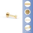 14K Yellow Gold Star Internally Threaded Micro Labret, 16 Gauge