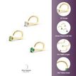 14K Yellow Gold Curved Green Cubic Zirconia Nose Ring, 20 Gauge