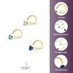 14K Yellow Gold Curved Blue Cubic Zirconia Nose Ring, 20 Gauge