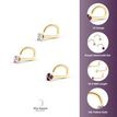14K Yellow Gold Curved Purple Cubic Zirconia Nose Ring, 20 Gauge