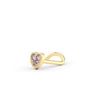 14K Yellow Gold Curved Purple Heart Cubic Zirconia Nose Ring, 20 Gauge