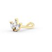 14K Yellow Gold Curved Cubic Zirconia Nose Stud, 20 Gauge