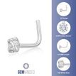 14K White Gold Nose Ring L-Shaped 3 MM Cubic Zirconia Nose Ring, 22 Gauge