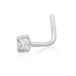 14K White Gold Nose Ring L-Shaped 3 MM Cubic Zirconia Nose Ring, 22 Gauge
